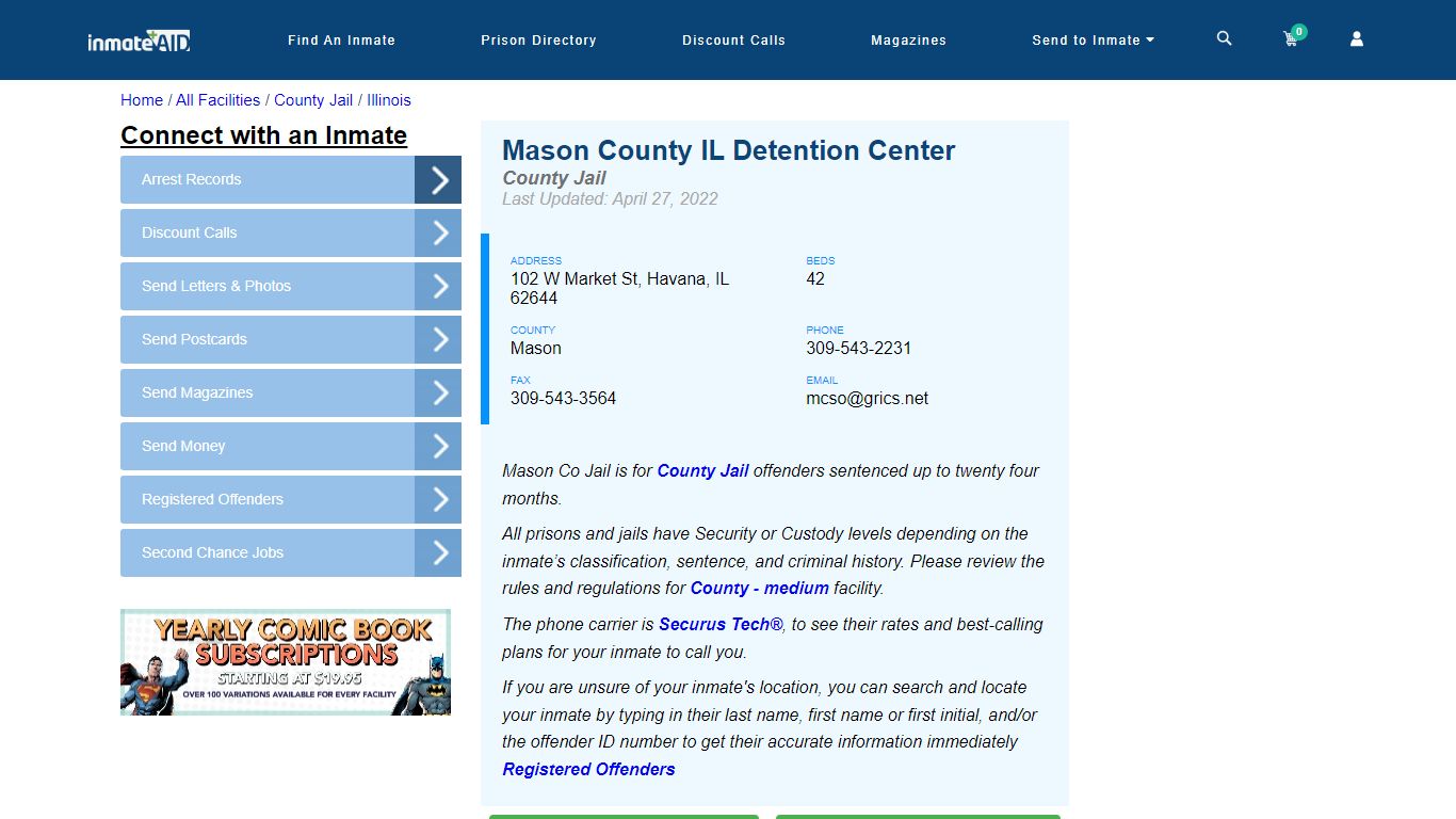 Mason County IL Detention Center - Inmate Locator